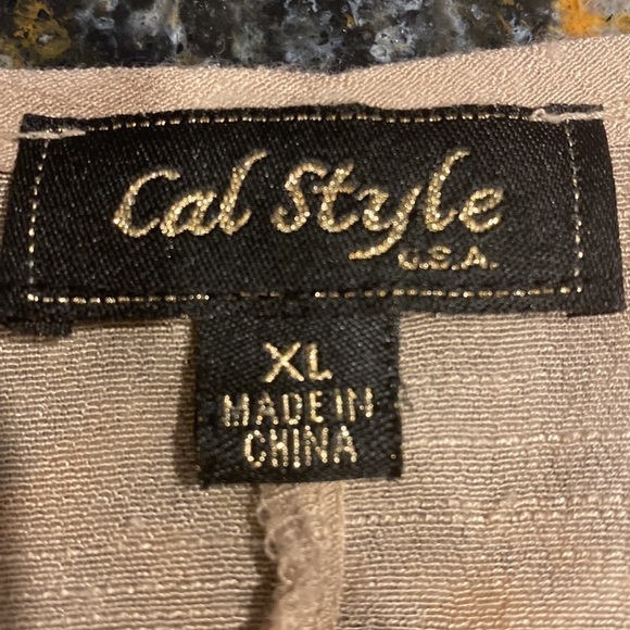 X womens Cal Style solid beige 3/4 sleeve regular size top XL - Picture 6 of 6